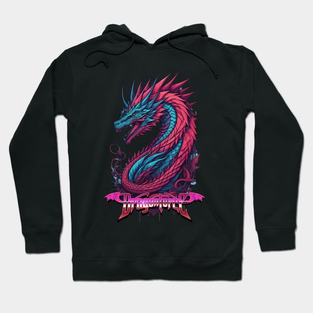 DragonForce neon wave art Hoodie by DeathAnarchy